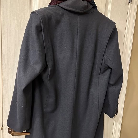 Stephanie Matthews | VTG Blue Wool Long Floor Length Double Breasted Pea Coat 12 - Picture 7 of 12